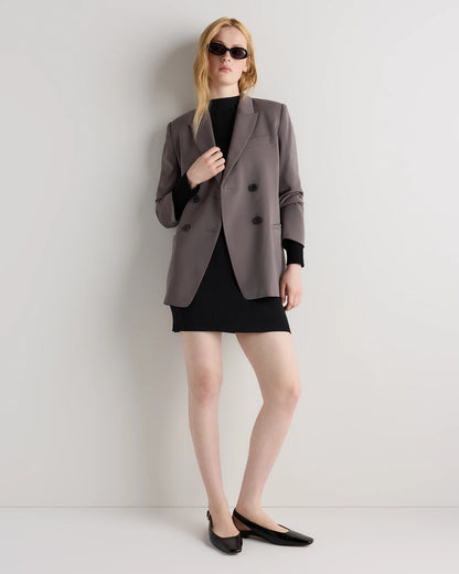 Cotton Cashmere Mock Neck Mini Dress - XS / Mocha Heather