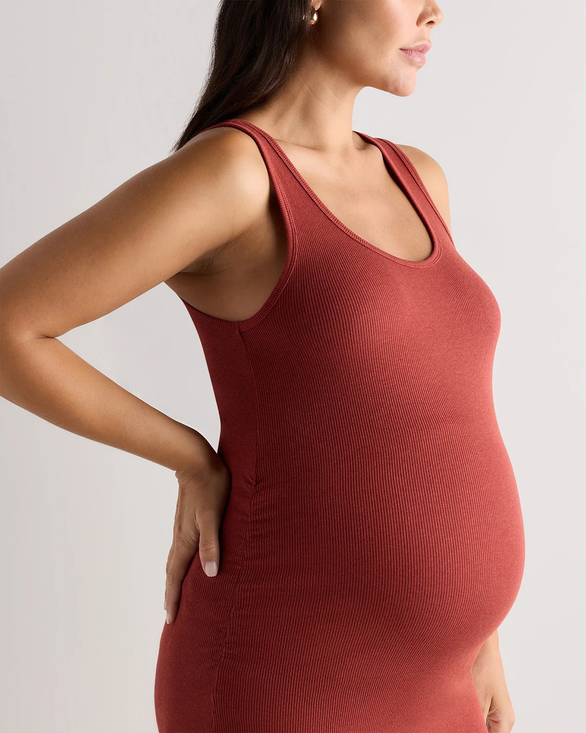 Bamboo Rib Maternity Scoop Neck Tank - XS / Deep Navy
