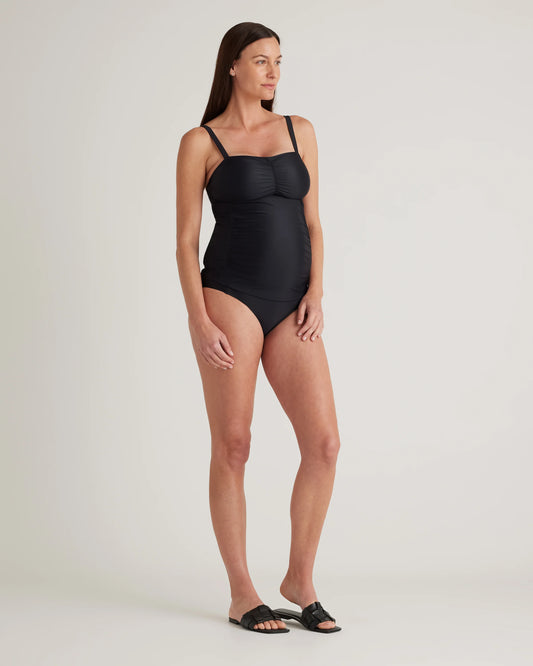 Italian Maternity Two-Piece Tankini Swimsuit - XS / Black
