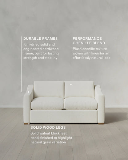 Hollis Slope Arm Sofa in Performance Chenille Linen Blend - 72" / Snow