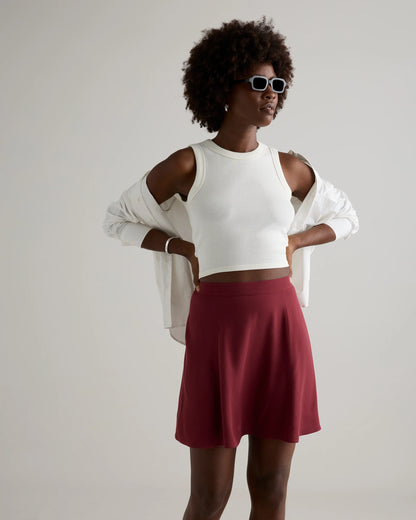 Lightweight Crepe A-Line Mini Skirt - XS / Moonstone Blue