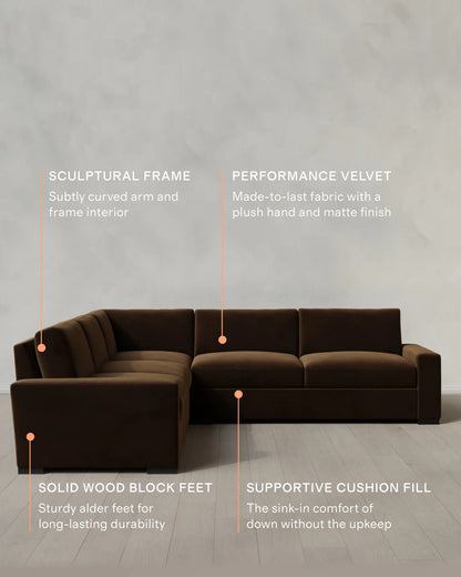 Stillman L Sectional in Performance Velvet - 116x116 / Java