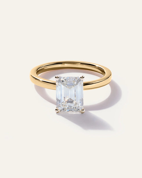 Lab Grown Diamond Emerald Comfort Fit Engagement Ring - 2.5ct - 4 / Yellow Gold