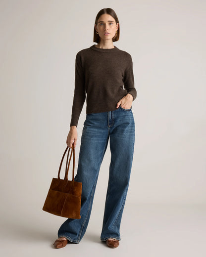 Baby Alpaca-Wool Diamond Stitch Crew - XS / Charcoal