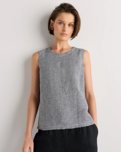 100% European Linen Tank - XS / Black