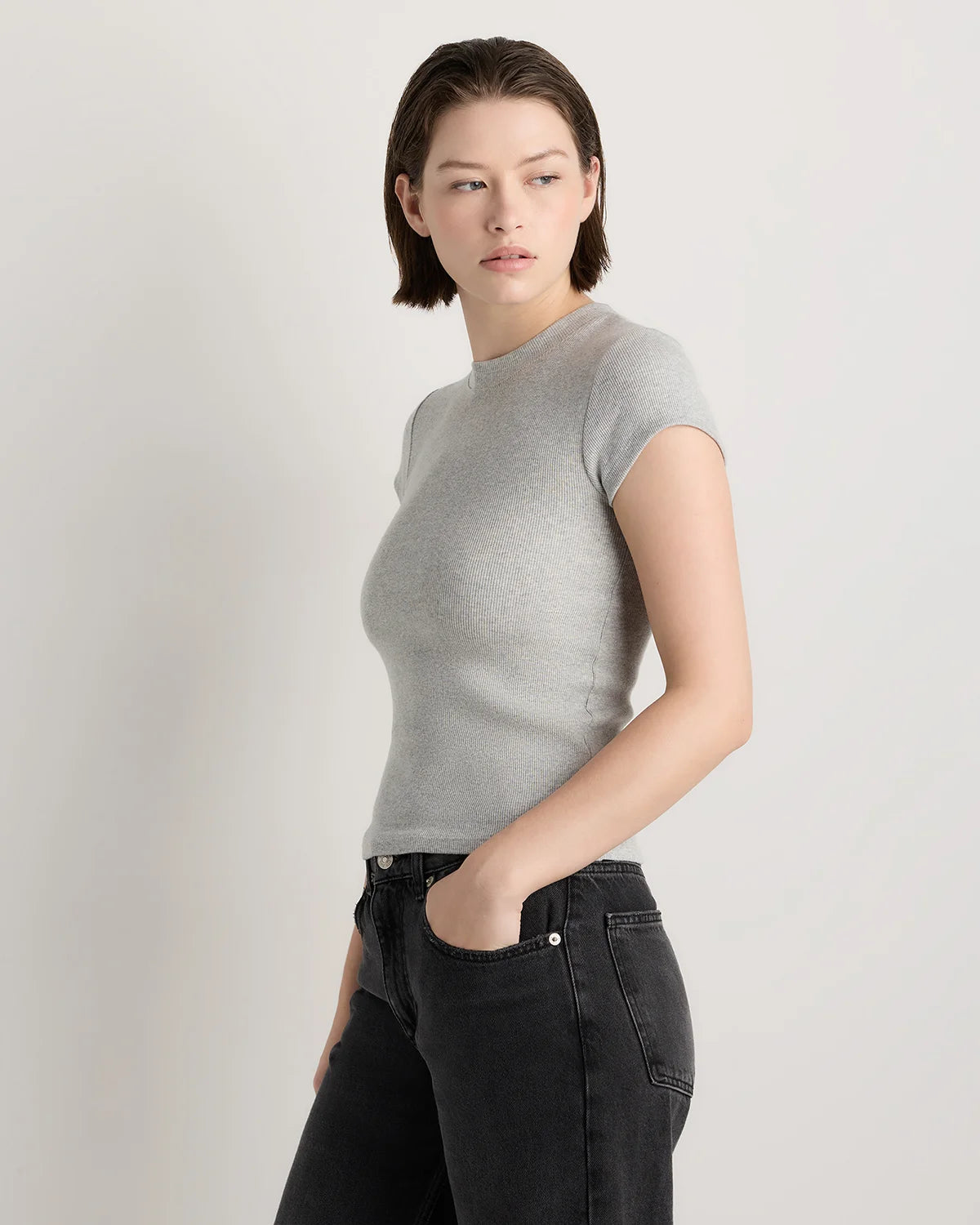 Organic Cotton Micro-Rib Crewneck Tee (3-Pack) - XS / Black