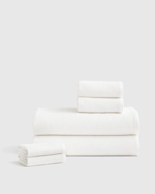 Turkish Waffle Terry Bath Sheet Bundle - One Size / White