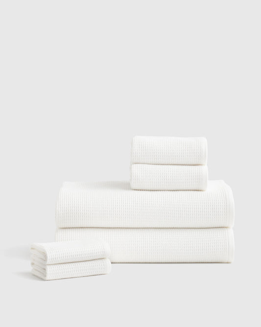 Turkish Waffle Terry Bath Sheet Bundle - One Size / White