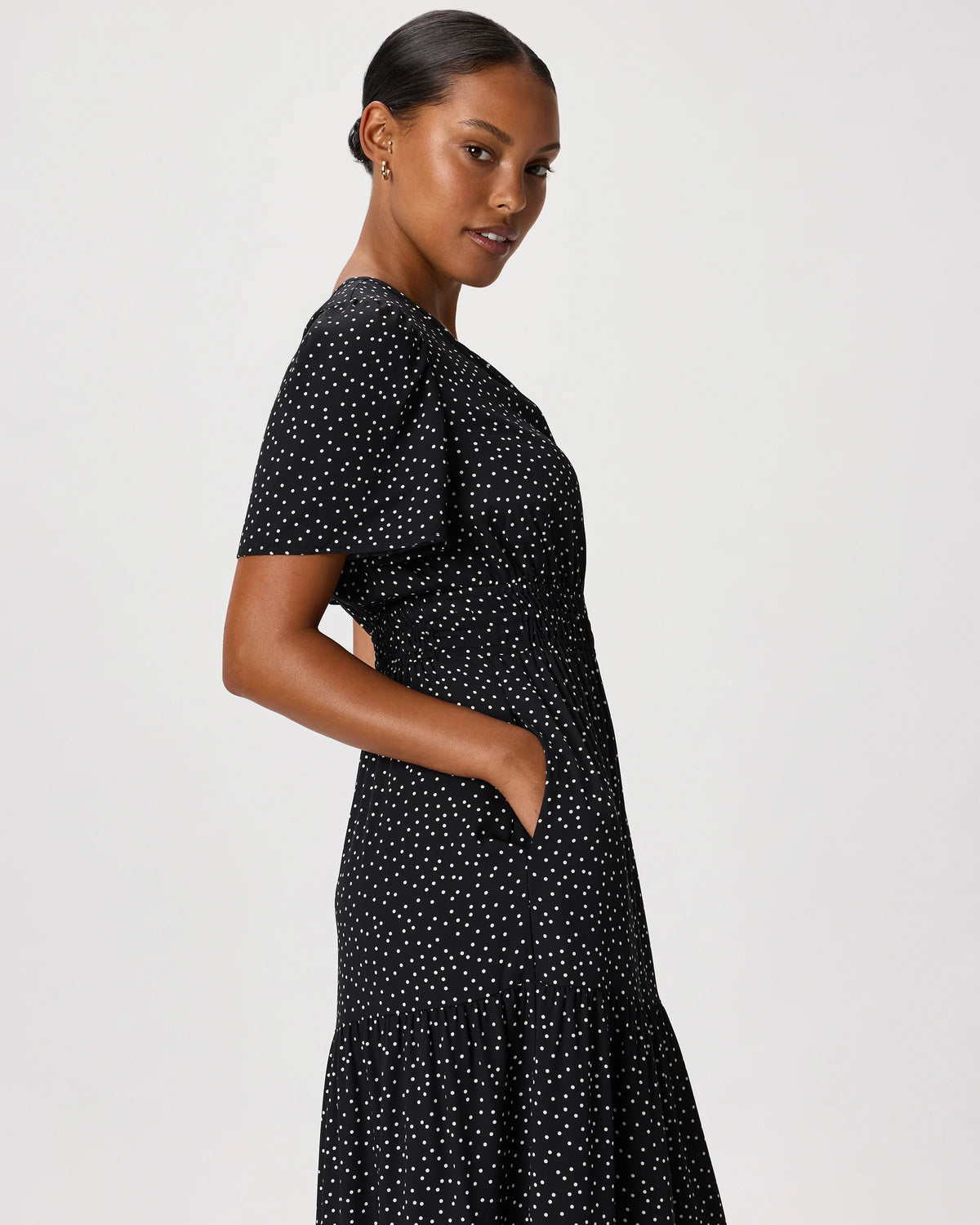 Washable Stretch Silk Tiered Maxi Dress - XS / Navy