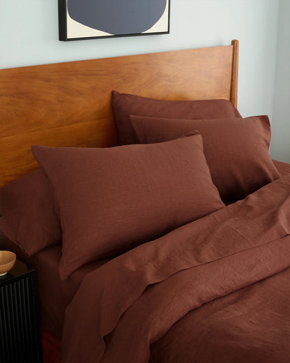 European Linen Deluxe Bedding Bundle - Twin / Willowleaf/White Stripe