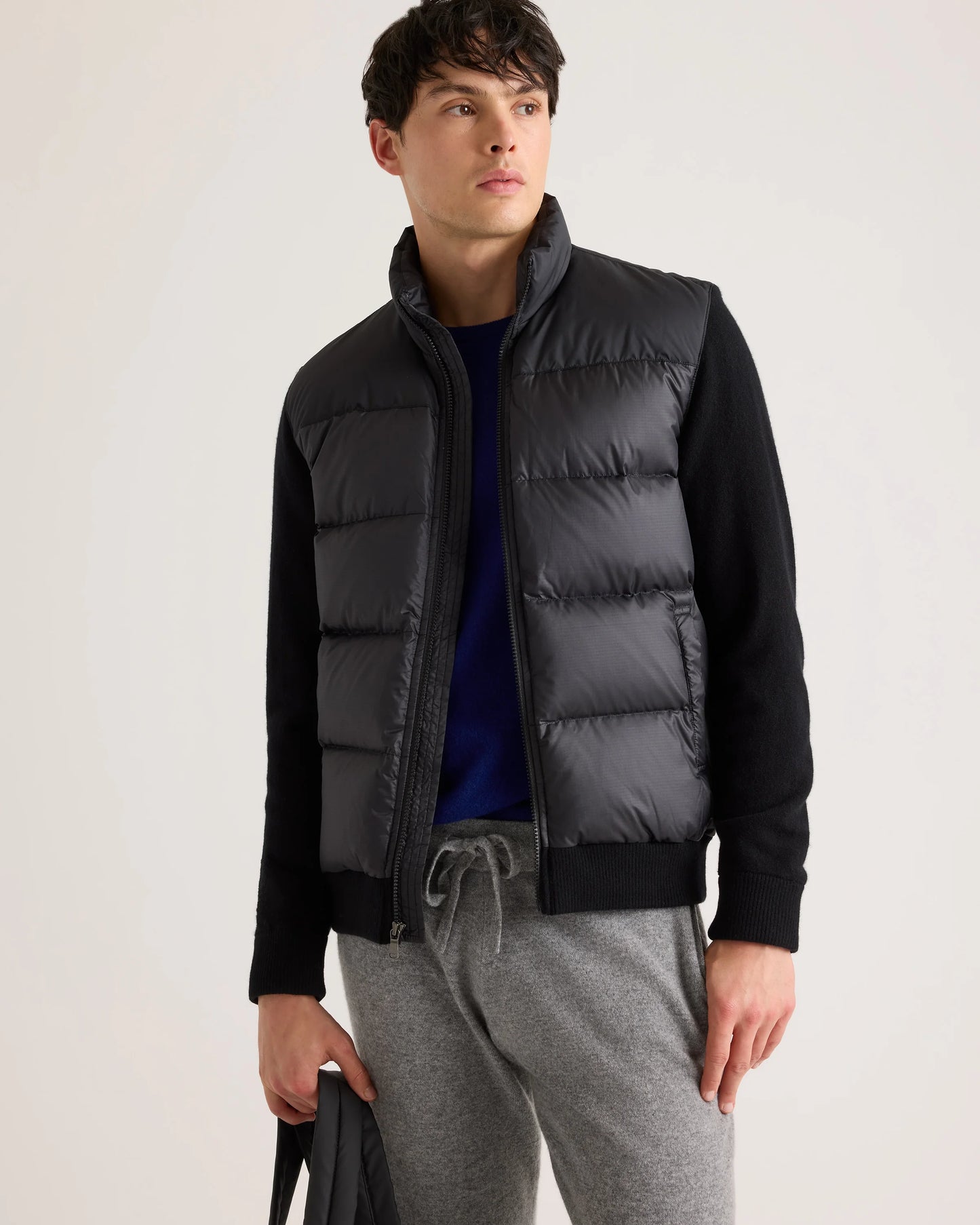 Mixed Media Down and Cashmere Jacket - S / Black
