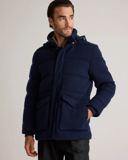 Mongolian Cashmere Puffer Coat - S / True Navy
