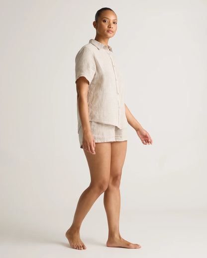 100% European Linen Shorts Pajama Set - XS / French Blue