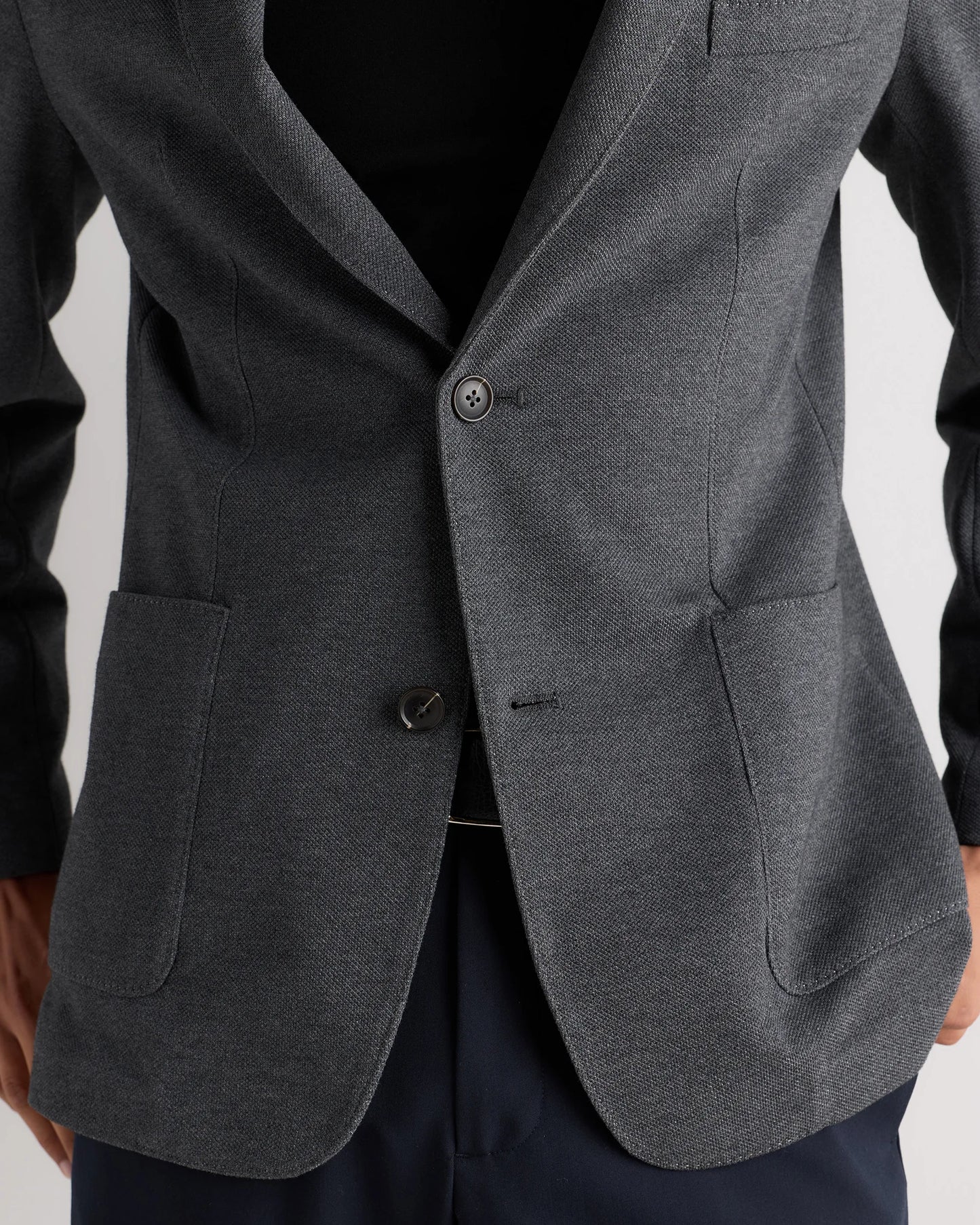 Cotton Pique Knit Blazer - XS / Heather Charcoal