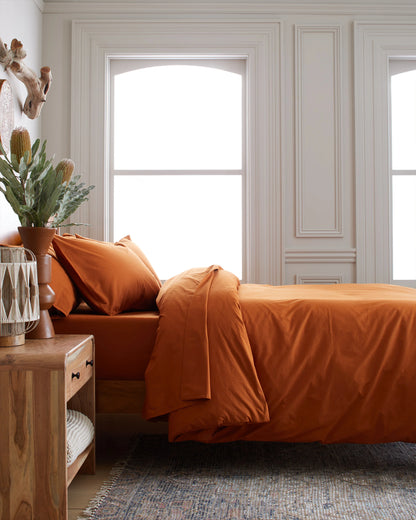 Organic Brushed Cotton Duvet Cover - Twin / Toffee