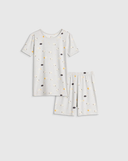 Bamboo Short Sleeve and Shorts Pajama Set - 6 / Lavender Hearts