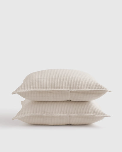 Organic Ribbed Cotton Shams - Standard / Toffee