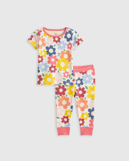 100% Organic Cotton Short Sleeve and Pant Pajama Set - 12-18M / Planets