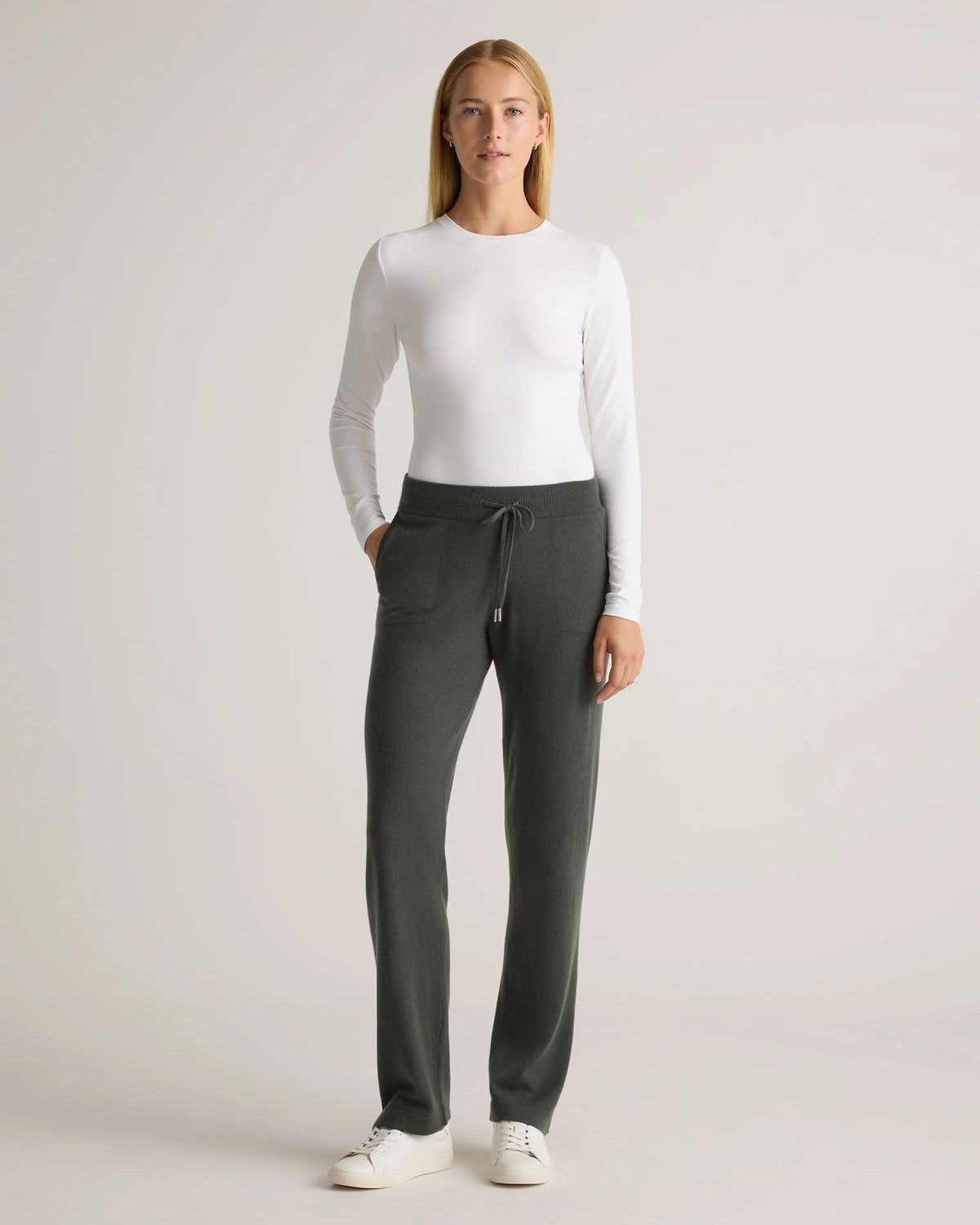 Mongolian Cashmere Straight Leg Pants - XS / Moss