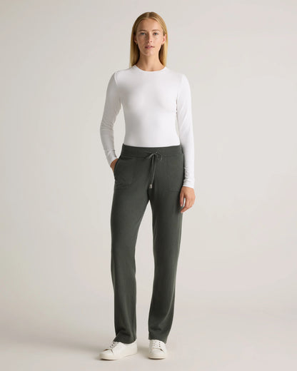 Mongolian Cashmere Straight Leg Pants - XS / Moss