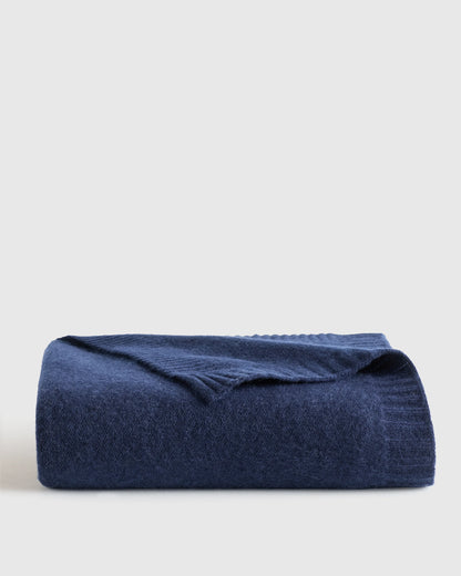 Mongolian Cashmere Luxe Knit Baby Blanket - One Size / True Navy