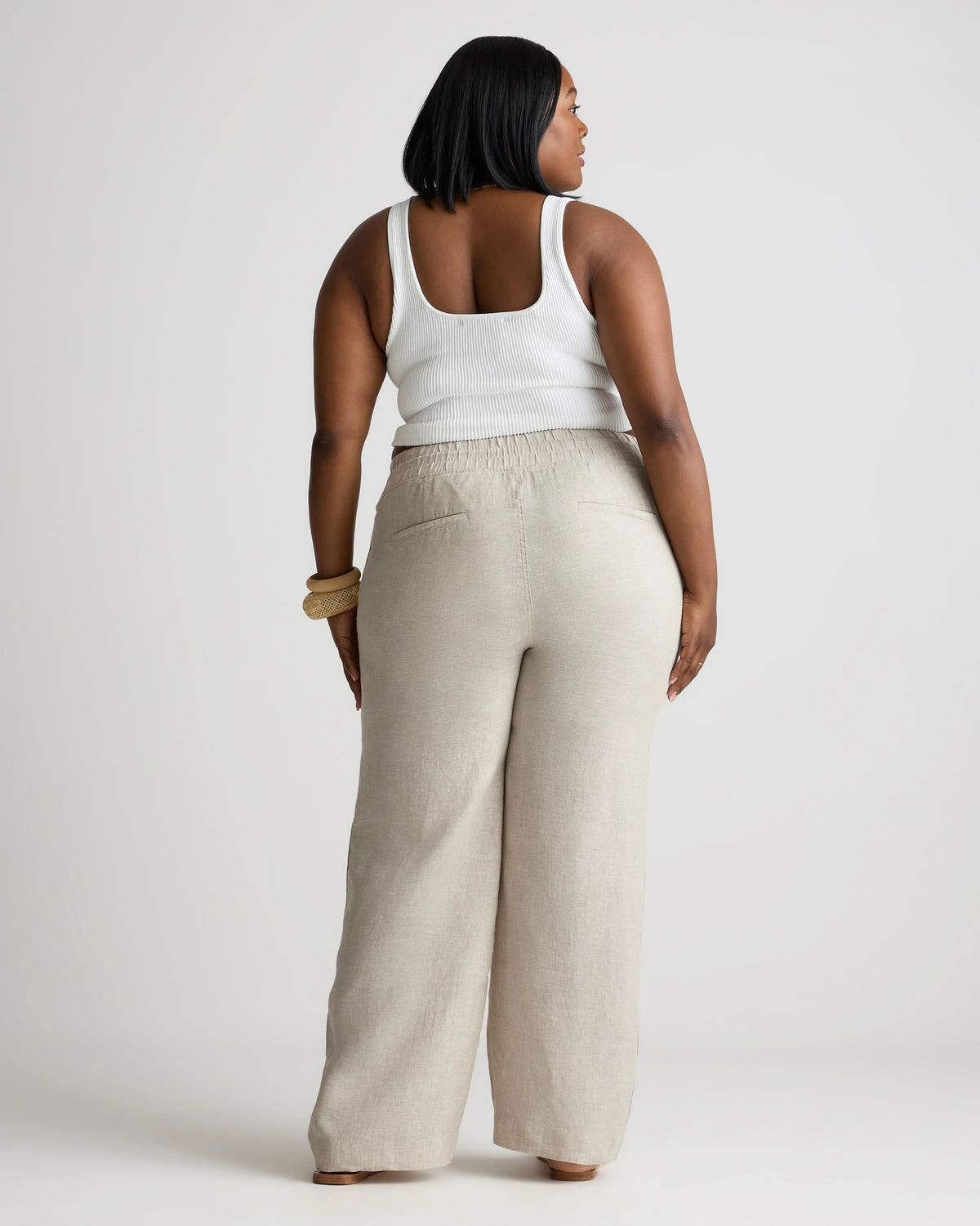 100% European Linen Wide Leg Pants - 1X / Bayberry Olive