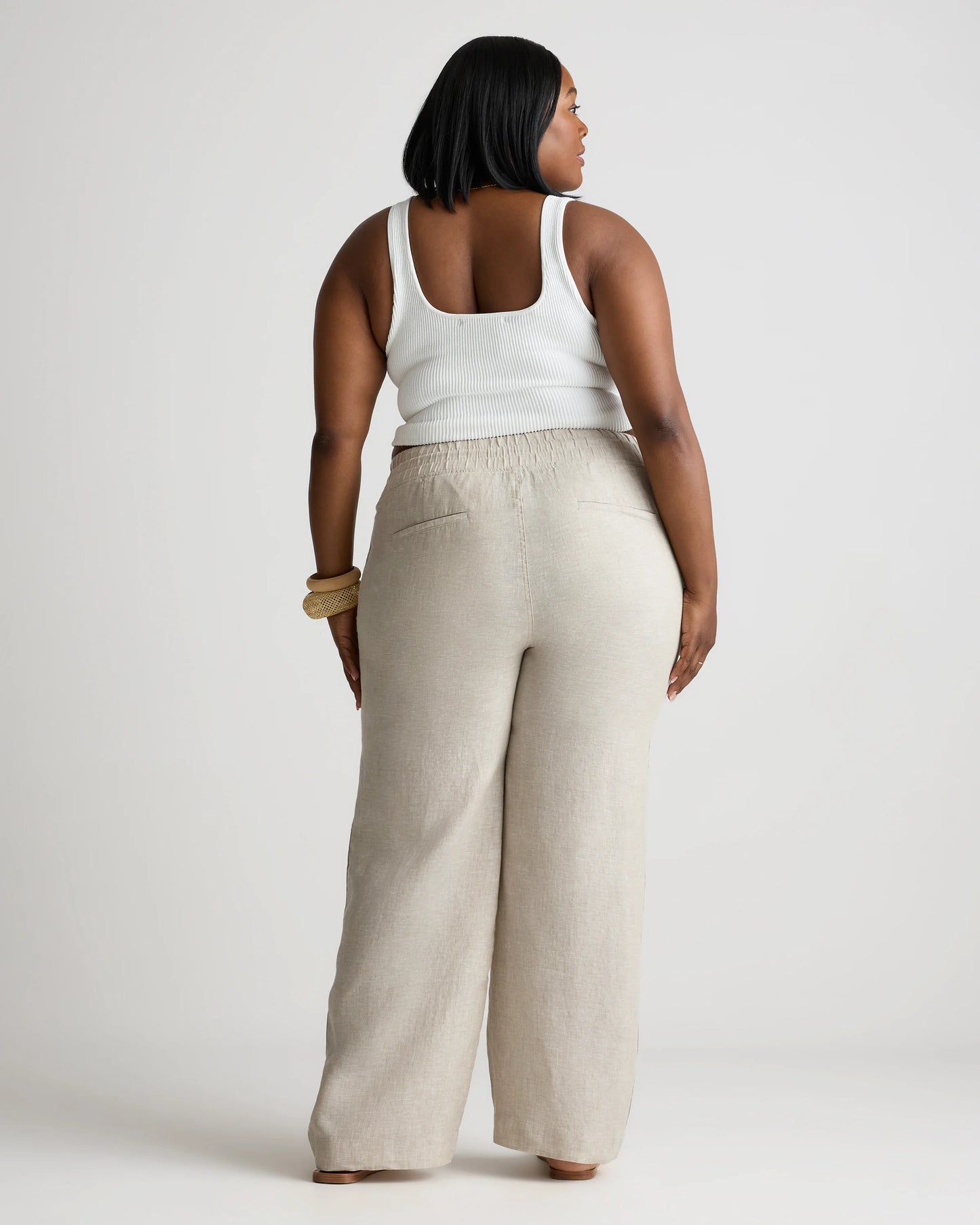100% European Linen Wide Leg Pants - 1X / Black