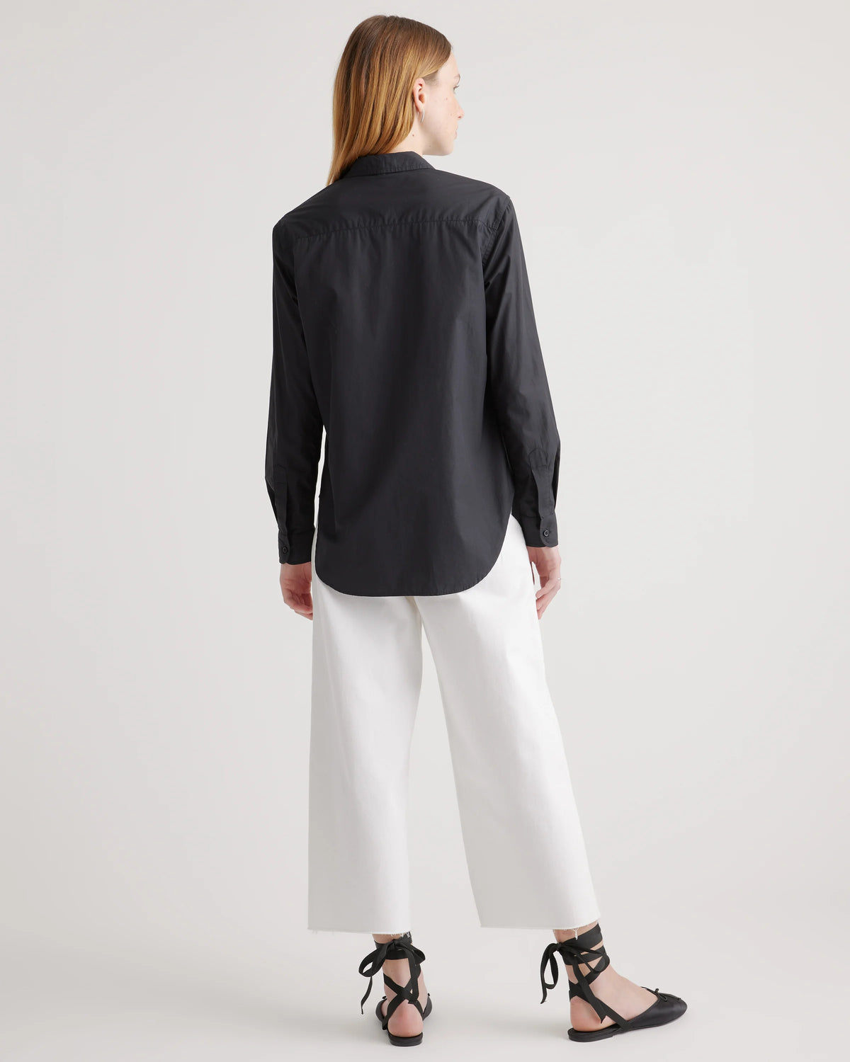 100% Organic Cotton Poplin Long Sleeve Shirt - XS / Delta Blue Double Stripe