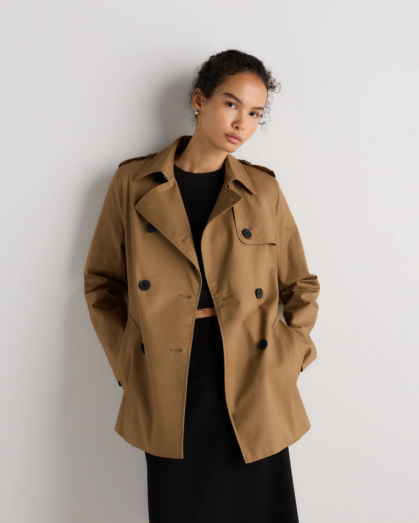 Comfort Stretch Short Trench Coat - XS / Coffee Bean Brown