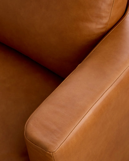 Sierra Curved Arm L Sectional in Leather - Right Arm / Auburn