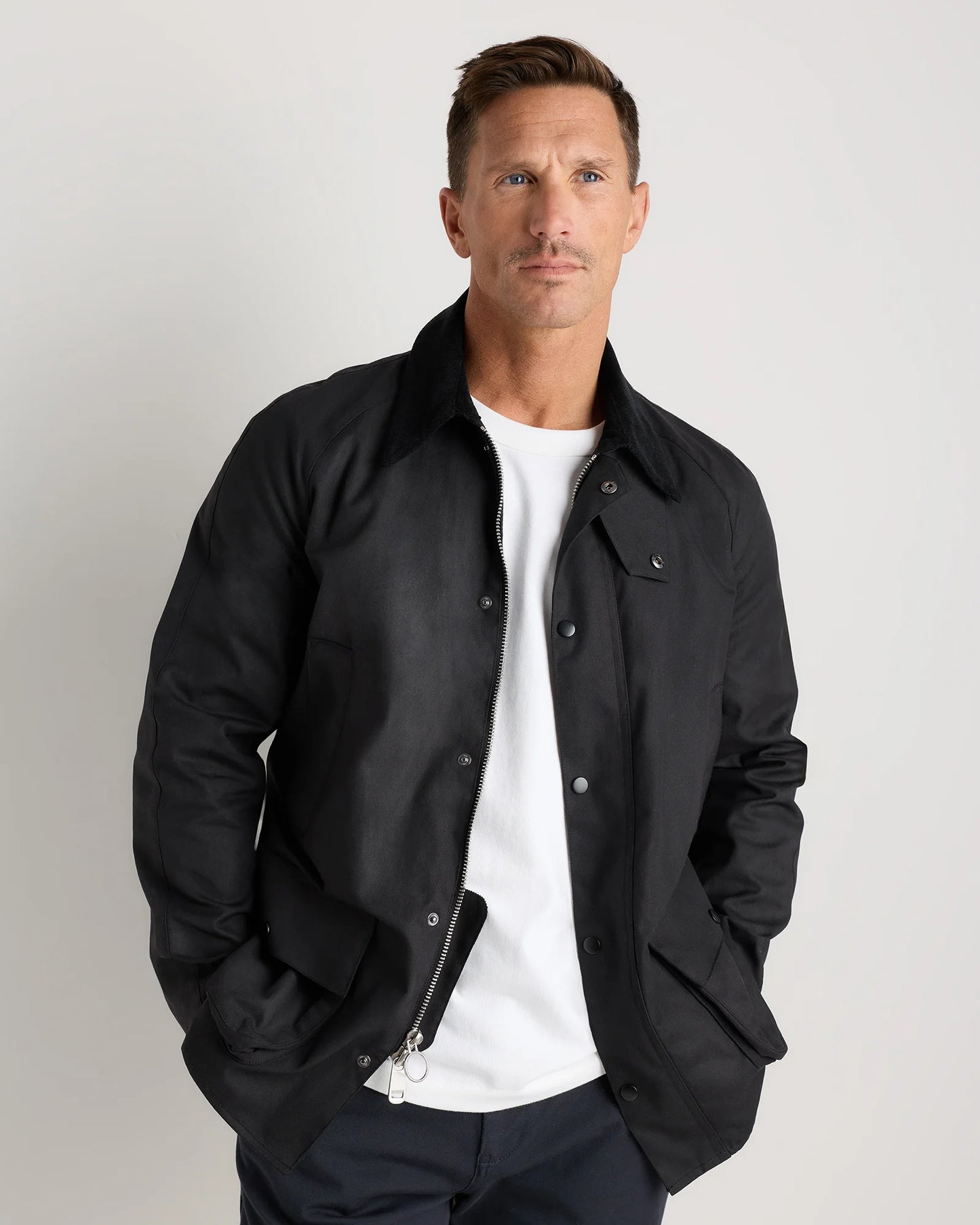 Organic Waxed Cotton Barn Jacket - S / Rustic Olive