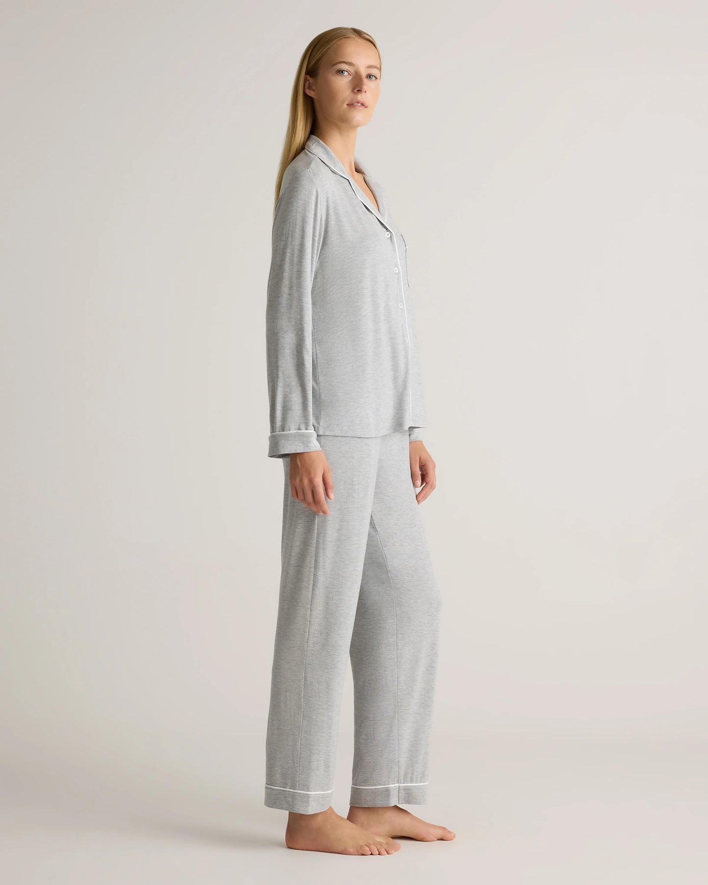 Bamboo Jersey Long Sleeve Pajama Set - XS / True Black
