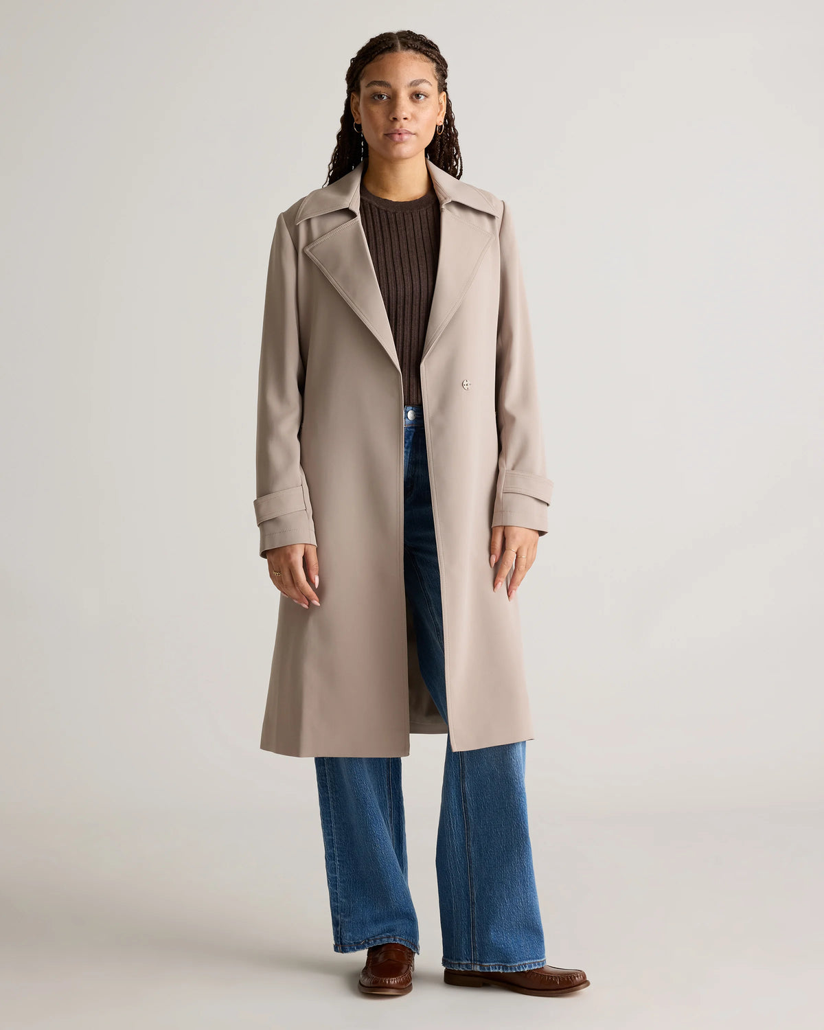 Stretch Crepe Trench Coat - XS / Olive