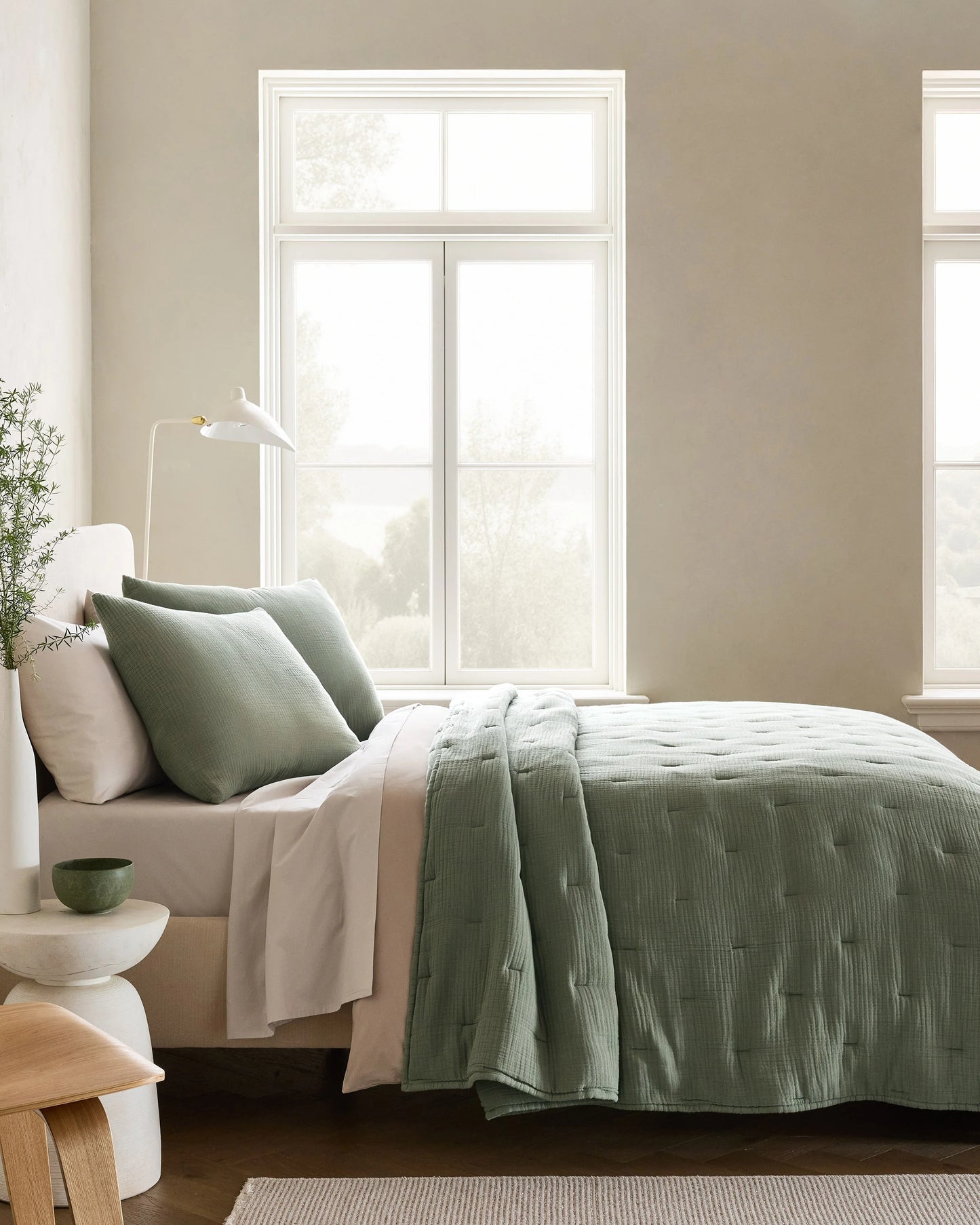 Organic Cotton Gauze Dream Quilt Set - Twin / Dried Sage