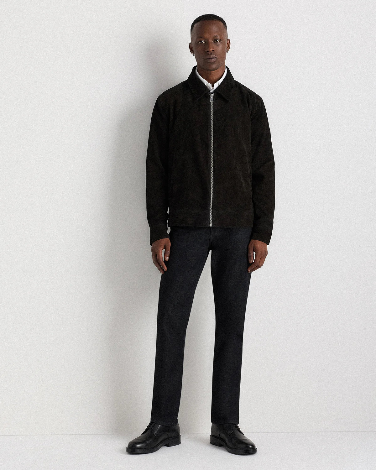 100% Suede Harrington Jacket - S / True Black