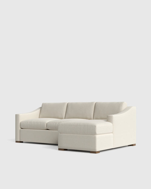 Hollis Slope Arm Chaise Sectional in Performance Chenille Linen Blend - 104" Right Arm / Snow