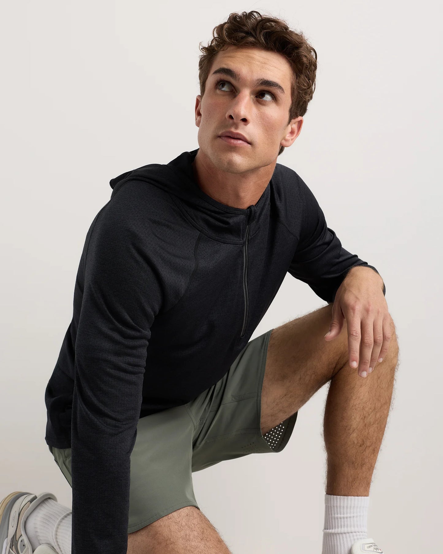 Mesh Performance Training Quarter Zip Hoodie - S / Heather Grey