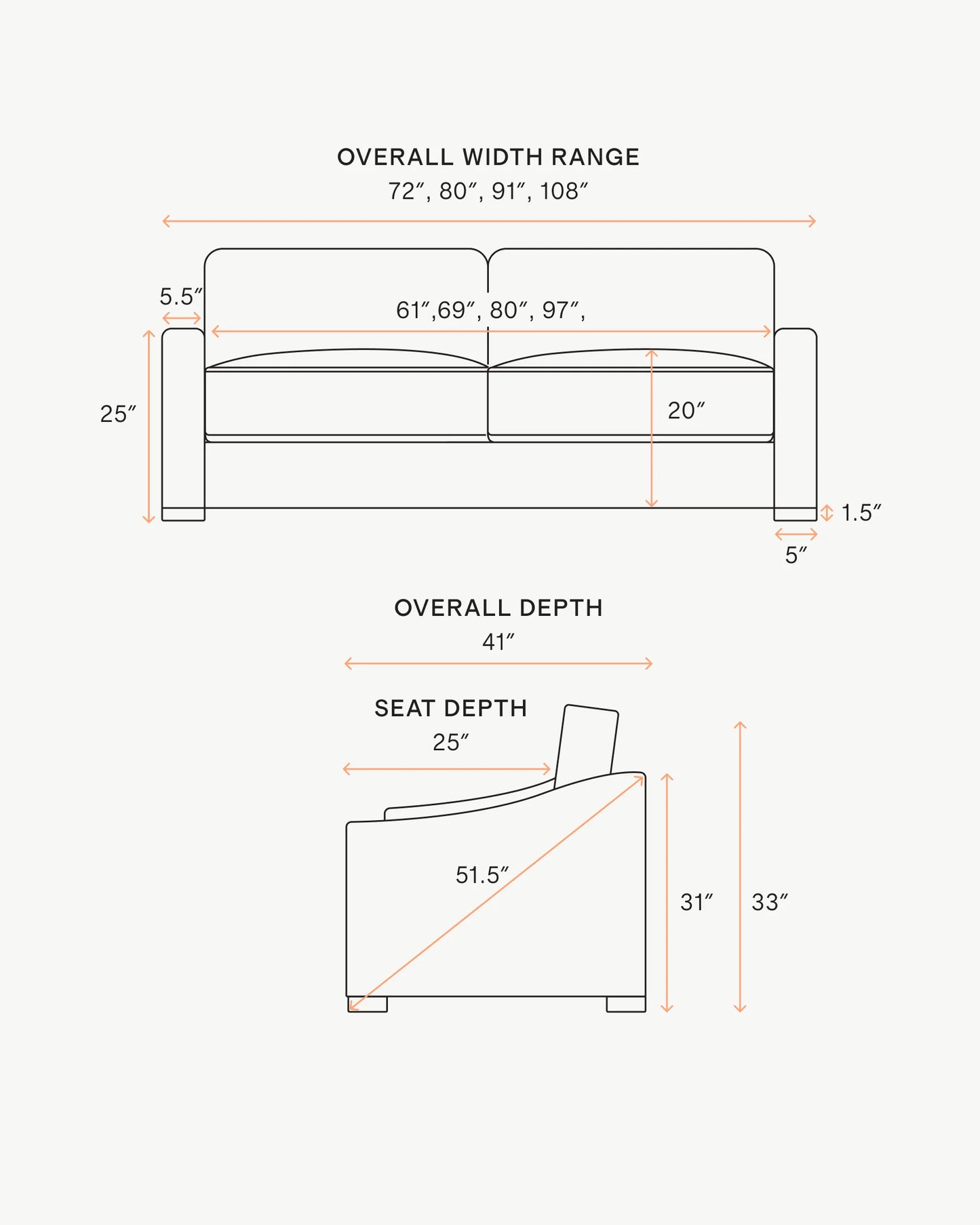Hollis Slope Arm Sofa in Performance Basketweave - 72" / Flax