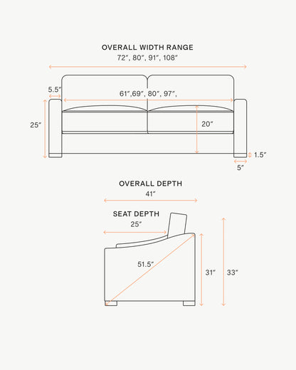 Hollis Slope Arm Sofa in Performance Basketweave - 72" / Flax