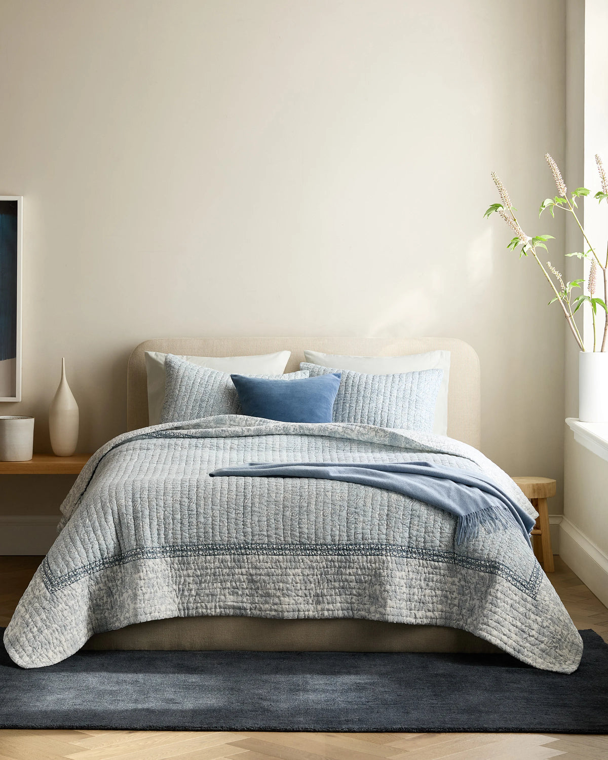Organic Cotton Block Print Quilt Set - Twin / Green