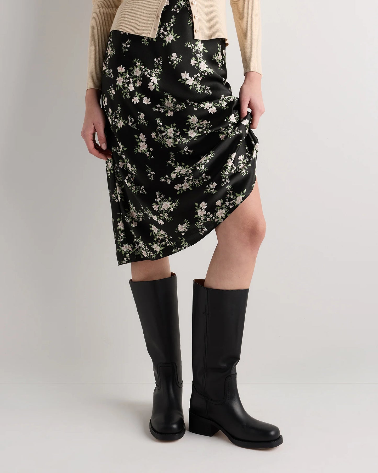 Italian Leather Block Heel Boot - 5 / Chestnut