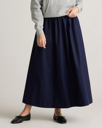 100% Organic Cotton Poplin A-line Maxi Skirt - XS / Black