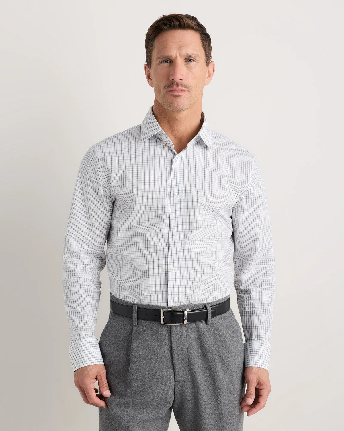 Organic Cotton Stretch Poplin Dress Shirt - S / Light Blue Stripe