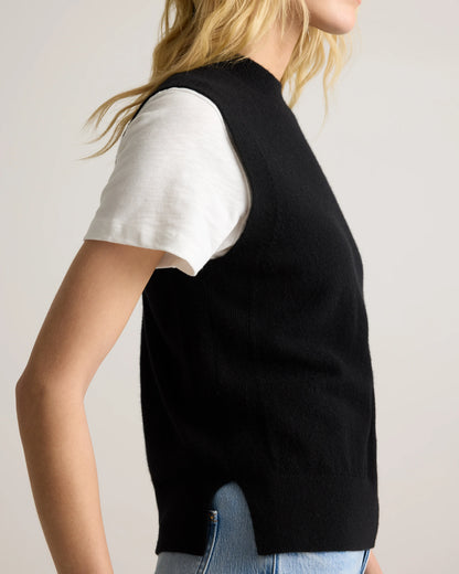Mongolian Cashmere Mock Neck Sweater Vest - XS / Oatmeal