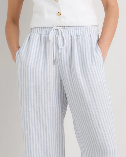 100% European Linen Wide Leg Pants - XS / Bayberry Olive