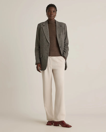 Italian Wool Oversized Blazer - XS / Textured Brown
