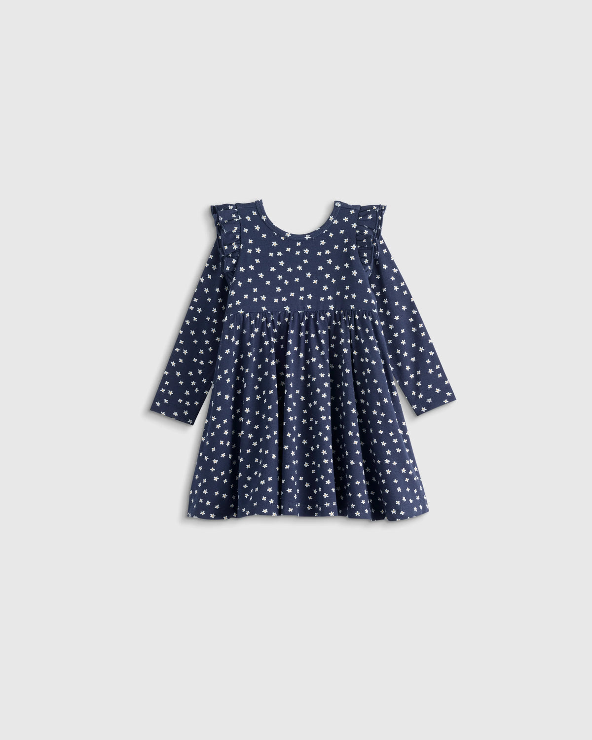 Bamboo Long Sleeve Flutter Twirl Dress - 12-18M / Navy Blossoms