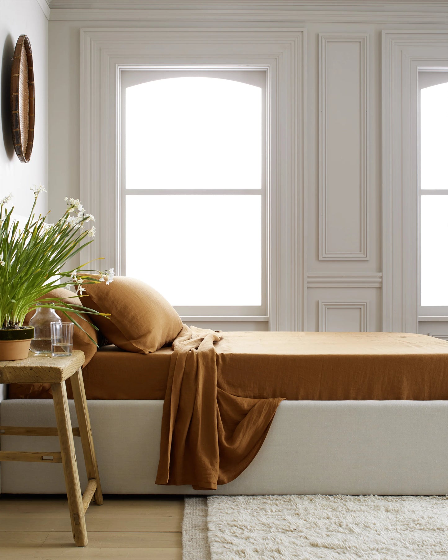 European Linen Deluxe Bedding Bundle - Twin / Willowleaf/White Stripe