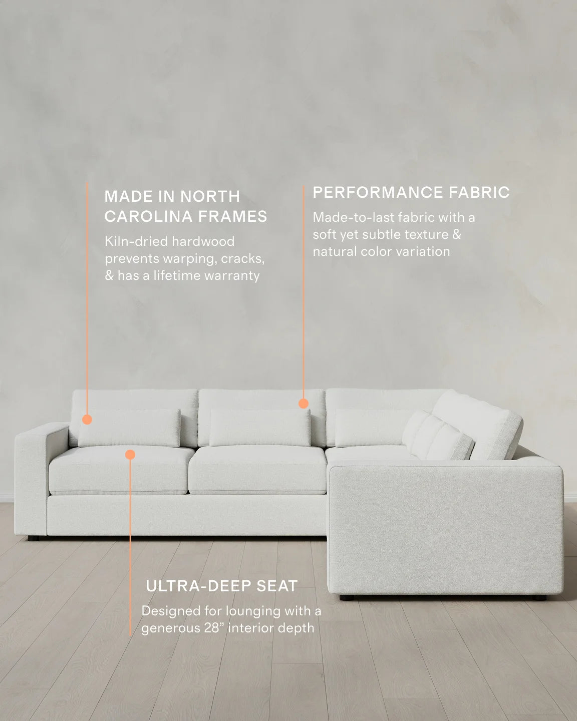 Ashford Deep Seat L Sectional in Performance Basketweave - 119x119 / Fog
