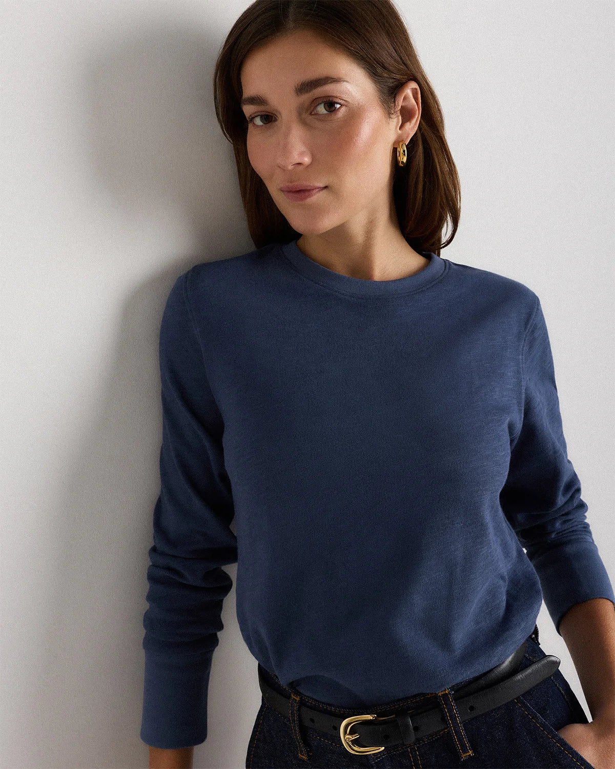 100% Organic Cotton Slub Long Sleeve Tee - XS / Smoked Thyme Green